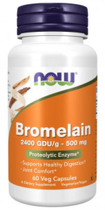 NOW Bromelain 2400 GDU/g-500 мг, 60 капс
