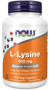NOW L-Lysine 500 мг, 100 вег.капс