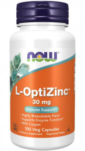 NOW L-OptiZinc 30 мг, 100 вег.капс