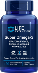 Life Extension Super Omega-3 EPA/DHA Fish Oil, Sesame Lignans &amp; Olive Extract, 120 капс