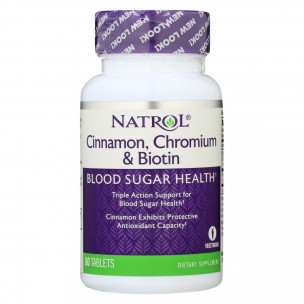 Natrol Cinnamon Chromium Biotin, 60 таб