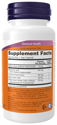 NOW Hyaluronic Acid 100 mg, 60 капсул