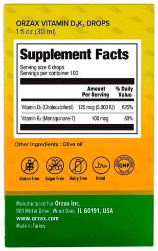 Orzax D3 K2 Drop, 30 мл