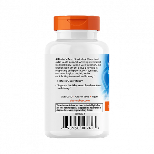 Doctor's Best Fully Active Folate 400, Фолиевая кислота с витамином С, 90 капсул