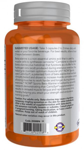 NOW Beta Alanine, Бета Аланин, 120 капсул
