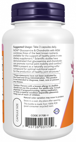 NOW Glucosamine &amp; Chondroitin with MSM, Глюкозамин и Хондроитин с МСМ, 90 капсул