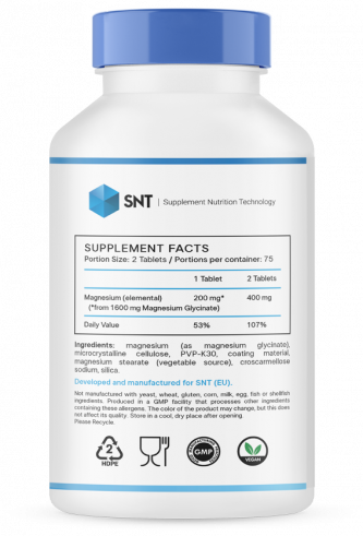 SNT Magnesium Glycinate, Магния Глицинат, 150 таблеток