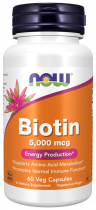 NOW Biotin, Биотин, 60 капсул