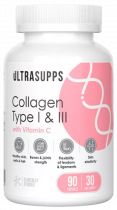 Ultrasupps Collagen Type I &amp; III, Коллаген I и III типа, 90 капсул