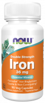 NOW Iron 36 mg Double Strength, Железо двойной силы 36 мг, 90 капсул