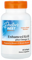 Doctor's Best Enhanced Krill plus with Omega 3s, Омега-3 из масла антарктического криля и рыб, 60 капсул