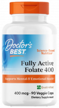 Doctor's Best Fully Active Folate 400, Фолиевая кислота с витамином С, 90 капсул