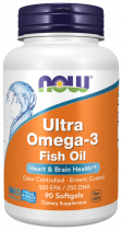 NOW Ultra Omega-3 Fish Oil 500 EPA/250 DHA, Ультра Омега-3 Фиш Ойл 500 ЭПК/250 ДГК, 90 капсул