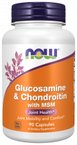 NOW Glucosamine &amp; Chondroitin with MSM, Глюкозамин и Хондроитин с МСМ, 90 капсул