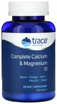 Trace Minerals Complete Calcium &amp; Magnesium 1:1, Комплекс Кальций и Магний 1:1, 120 таблеток