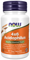 NOW Acidophilus 4х6, Ацидофилус 4х6, 60 капсул